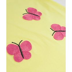 Babyhug Cotton Knit Half Sleeves T-Shirt with Butterfly Print - Lemon