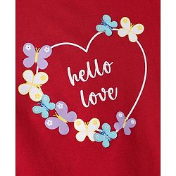 Babyhug Cotton Knit Half Sleeves T-Shirt With Butterfly & Text Print - Multicolor