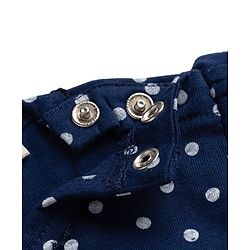 Babyhug Cotton Knit Half Sleeves T-Shirt With Polka Dots Print & Cherry Sequin Detailing - Navy Blue