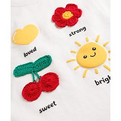 Babyhug Cotton Knit Cotton Knit Half Sleeves T-Shirt with Tropical Theme Print & Crochet - White