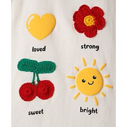Babyhug Cotton Knit Cotton Knit Half Sleeves T-Shirt with Tropical Theme Print & Crochet - White