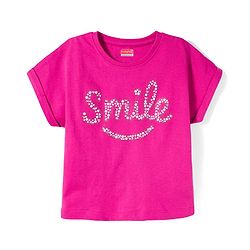 Babyhug Cotton Knit Half Sleeves T-Shirt With Smile Print - Multicolor