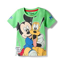 Babyhug Disney Single Jersey Knit Half Sleeves T-Shirt & Shorts Set with Mickey Mouse Graphic - Multicolor