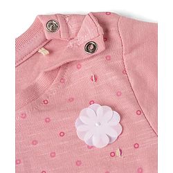 Babyhug Cotton Knit T-Shirt with Georgette Flower Detailing Multi Color 18-24 Months
