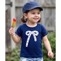 Babyhug Cotton Knit Half Sleeves T-Shirts With Bow Embroidery & Applique Detailing - Multicolor