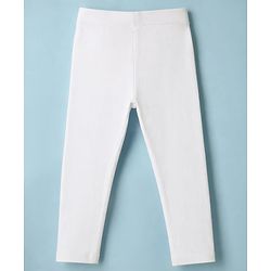 Babyhug Lycra Knit Full Length Solid Leggings - White