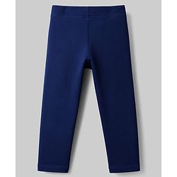 Babyhug Lycra Knit Full Length Solid Leggings - Navy Blue