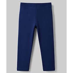 Babyhug Lycra Knit Full Length Solid Leggings - Navy Blue