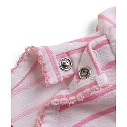 Babyhug Cotton Knit Half Sleeves Striped T-Shirt With Floral Applique & Fruit Print - Multicolor