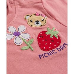 Babyhug Cotton Knit T-Shirt Half Sleeves Applique - Pink