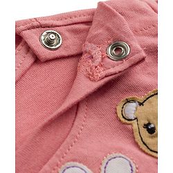 Babyhug Cotton Knit T-Shirt Half Sleeves Applique - Pink