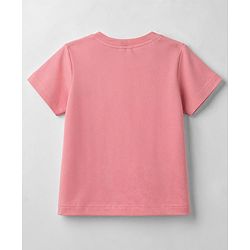 Babyhug Cotton Knit T-Shirt Half Sleeves Applique - Pink