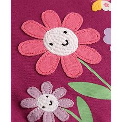 Babyhug Cotton Knit Half Sleeves T-Shirt With Floral Embroidery - Multicolor