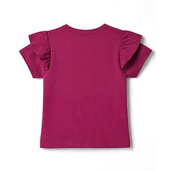 Babyhug Cotton Knit Half Sleeves T-Shirt With Floral Embroidery - Multicolor