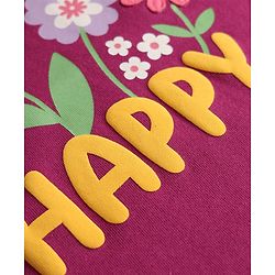 Babyhug Cotton Knit Half Sleeves T-Shirt With Floral Embroidery - Multicolor
