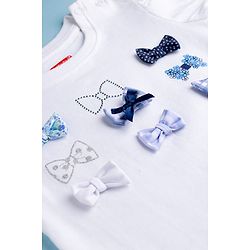 Babyhug Cotton Knit Half Puffed Sleeves T-Shirt with Bow Applique - White