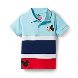 Babyhug Disney Single Jersey Knit Half Sleeves Polo T-Shirt with Mickey Mouse Graphics - Multicolor