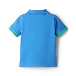 Babyhug Marvel Cotton Knit Half Sleeves Polo T-Shirt with Avengers Graphic -  Blue