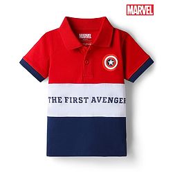 Babyhug Marvel Cotton Knit Polo T-Shirt with Avengers Graphic Half Sleeves Multi Color 9-12 Months