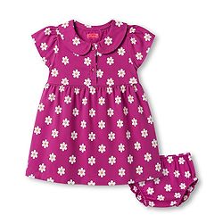 Babyhug 100% Cotton Knit Half Sleeves Floral Printed Frock With Bloomer - Purple