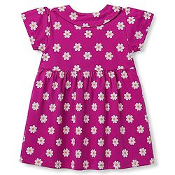 Babyhug 100% Cotton Knit Half Sleeves Floral Printed Frock With Bloomer - Purple