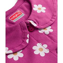 Babyhug 100% Cotton Knit Half Sleeves Floral Printed Frock With Bloomer - Purple
