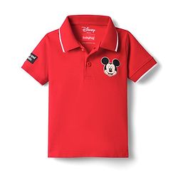 Babyhug Disney 100% Cotton Knit Half Sleeves Polo T-Shirts With Mickey Mouse & Friends Graphic Pack Of 2 - Red & Navy Blue
