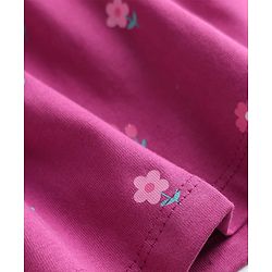 Babyhug 100% Cotton Interlock Knit Half Sleeves Floral Printed Frock With Bloomer - Purple