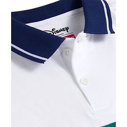 Babyhug Disney Single Jersey Knit Half Sleeves Colour Block Polo T-Shirt with Mickey Mouse Graphics - Multicolour