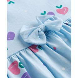 Babyhug Cotton Knit Frocks with Bloomer/Short Half Sleeves Round Neck All Over Prints Blue 0-0 Months