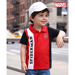 Babyhug Marvel Cotton Knit Polo T-Shirt with Spider-Man Graphic Multi Color 9-12 Months