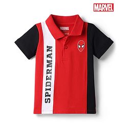Babyhug Marvel Cotton Knit Polo T-Shirt with Spider-Man Graphic Multi Color 9-12 Months