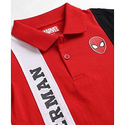 Babyhug Marvel Cotton Knit Polo T-Shirt with Spider-Man Graphic Multi Color 9-12 Months