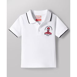 Babyhug Marvel Single Jersey Knit Polo T-Shirt with Spider-Man Graphic Half Sleeves Multi Color 9-12 Months