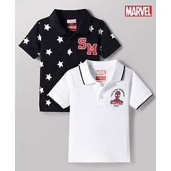 Babyhug Marvel Single Jersey Knit Polo T-Shirt with Spider-Man Graphic Half Sleeves Multi Color 9-12 Months