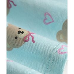 Babyhug 100% Cotton Knit Half Sleeves Bear Printed Frock with Bloomer - Sky