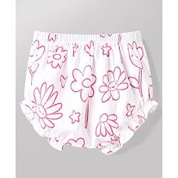 Babyhug 100% Cotton Woven Frocks with Bloomer Half Sleeves Round NeckFloral Prints Pink 6-9 Months