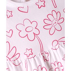 Babyhug 100% Cotton Woven Frocks with Bloomer Half Sleeves Round NeckFloral Prints Pink 6-9 Months