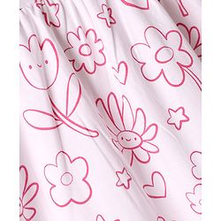 Babyhug 100% Cotton Woven Frocks with Bloomer Half Sleeves Round NeckFloral Prints Pink 6-9 Months