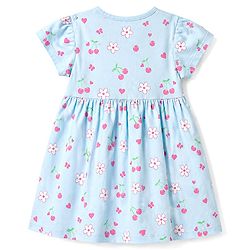 Babyhug 100% Cotton Knit Frocks with Bloomer Half Sleeves Round Neck Floral Prints Blue New Born