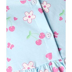 Babyhug 100% Cotton Knit Frocks with Bloomer Half Sleeves Round Neck Floral Prints Blue New Born