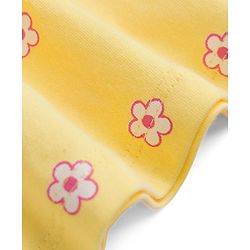 Babyhug 100% Cotton Single Jersey Knit Half Sleeves Frock With Floral Print - Yellow