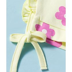 Babyhug 100% Cotton Interlock Knit Cap With Floral Print Pack of 2 Multicolor - Diameter 9 cm