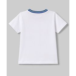 Babyhug Single Jersey Knit Half Sleeves T-Shirt & Shorts Set With Text Print - White & Blue