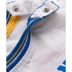Babyhug Single Jersey Knit Half Sleeves T-Shirt & Shorts Set With Text Print - White & Blue
