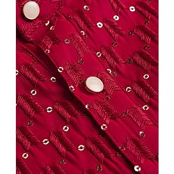 Babyhug Cotton Woven Full Sleeves Embroidered Kurta Pyjama Set With Sequin Detailing - Red