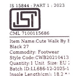 Cute Walk by Babyhug Velcro Closure Sneaker with Stripe - Black