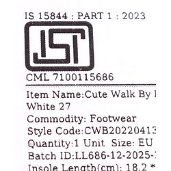 Cute Walk by Babyhug Velcro Closure Sneaker with Stripe - White