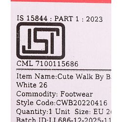 Cute Walk by Babyhug Velcro Closure Solid Sneaker Shoes - White