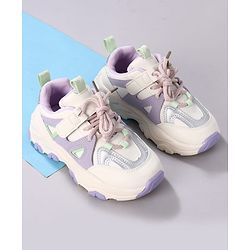 Cute Walk by Babyhug Velcro Closure Solid Sneaker Shoes - Purple